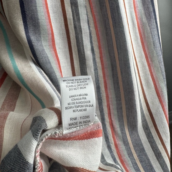 Multi-Striped Lightweight Faux Wrap Dress with Tie Waist - Picture 6 of 6